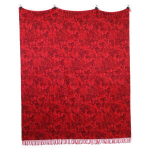 VALENTINO Valentino butterfly print cashmere fringe shawl stole/scarf red wom...